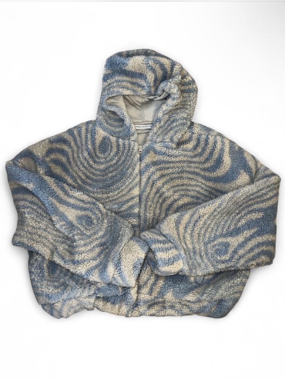 Urban Outfitters Blue & Cream Olivia Sherpa Hooded Jacket